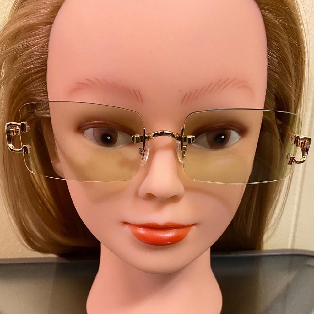 Lime Green & Gold Claw Rectangular Sunglasses - image 1